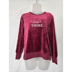 Kate Spade Sparkle And Shine Burgundy Velvet Sweatshirt
